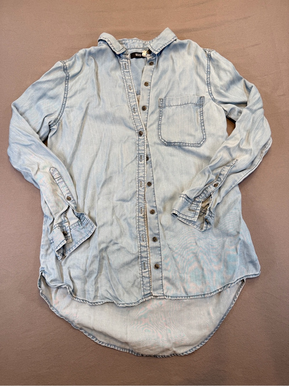 BDG Urban Outfitters Shirt Womens Small Blue Chambray Long Sleeve Button Up